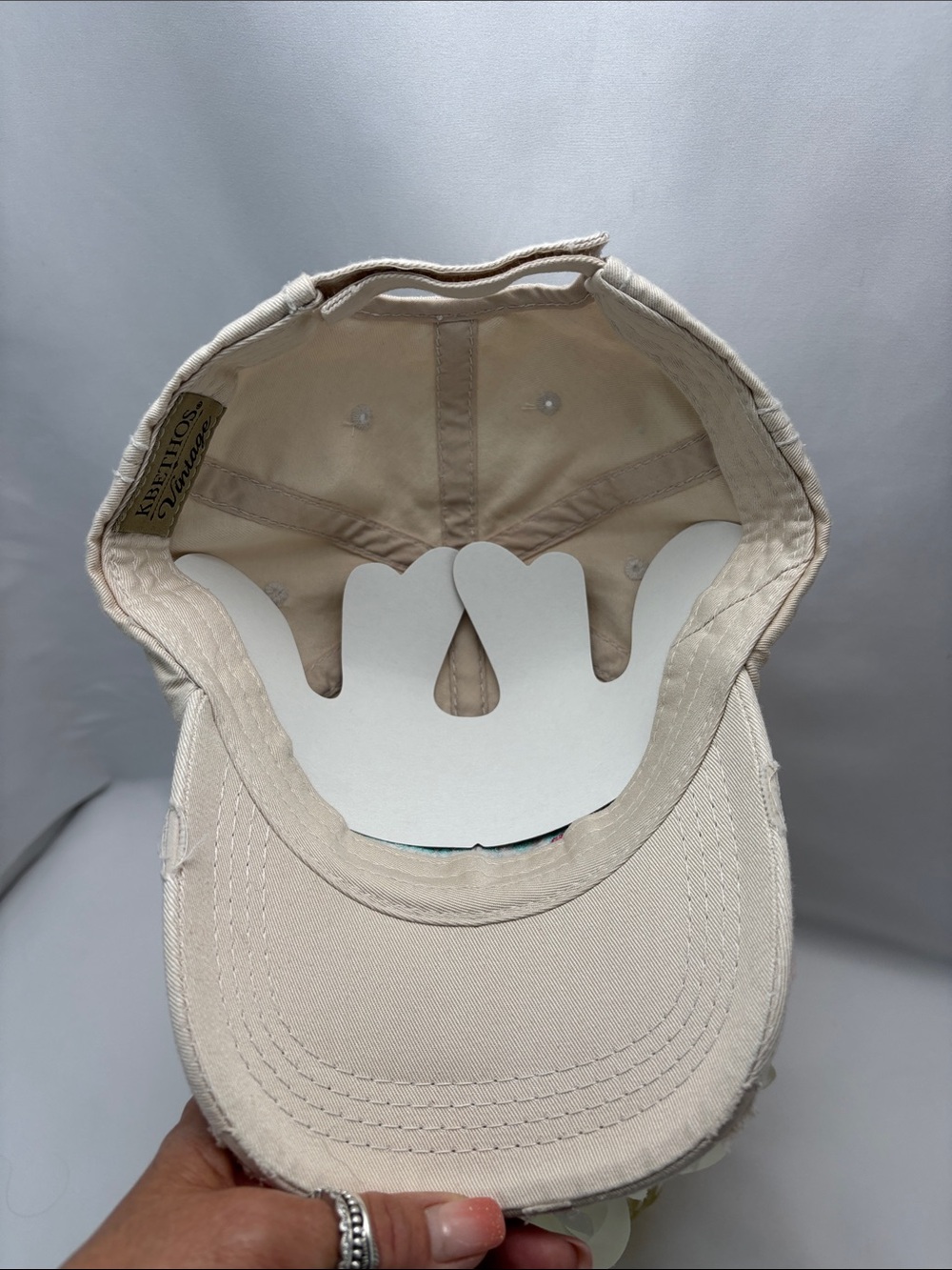 KBETHOS Women’s Vintage Style Cream Baseball Cap with Pastel Floral Accent - Picture 3 of 11